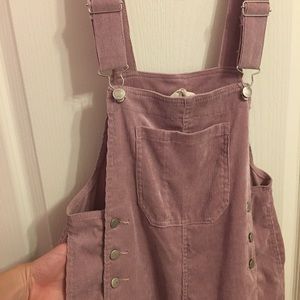 Light purple corduroy flare romper/overalls.